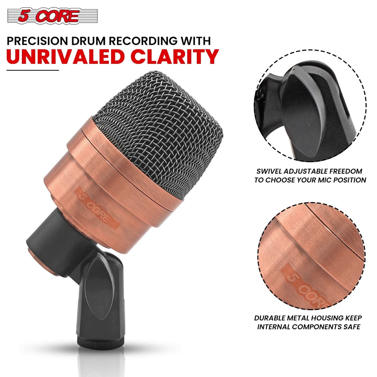 5Core Conga Mic Snare Tom Microphone Drum Kit Condenser XLR Instrument Mics Copper XP-2