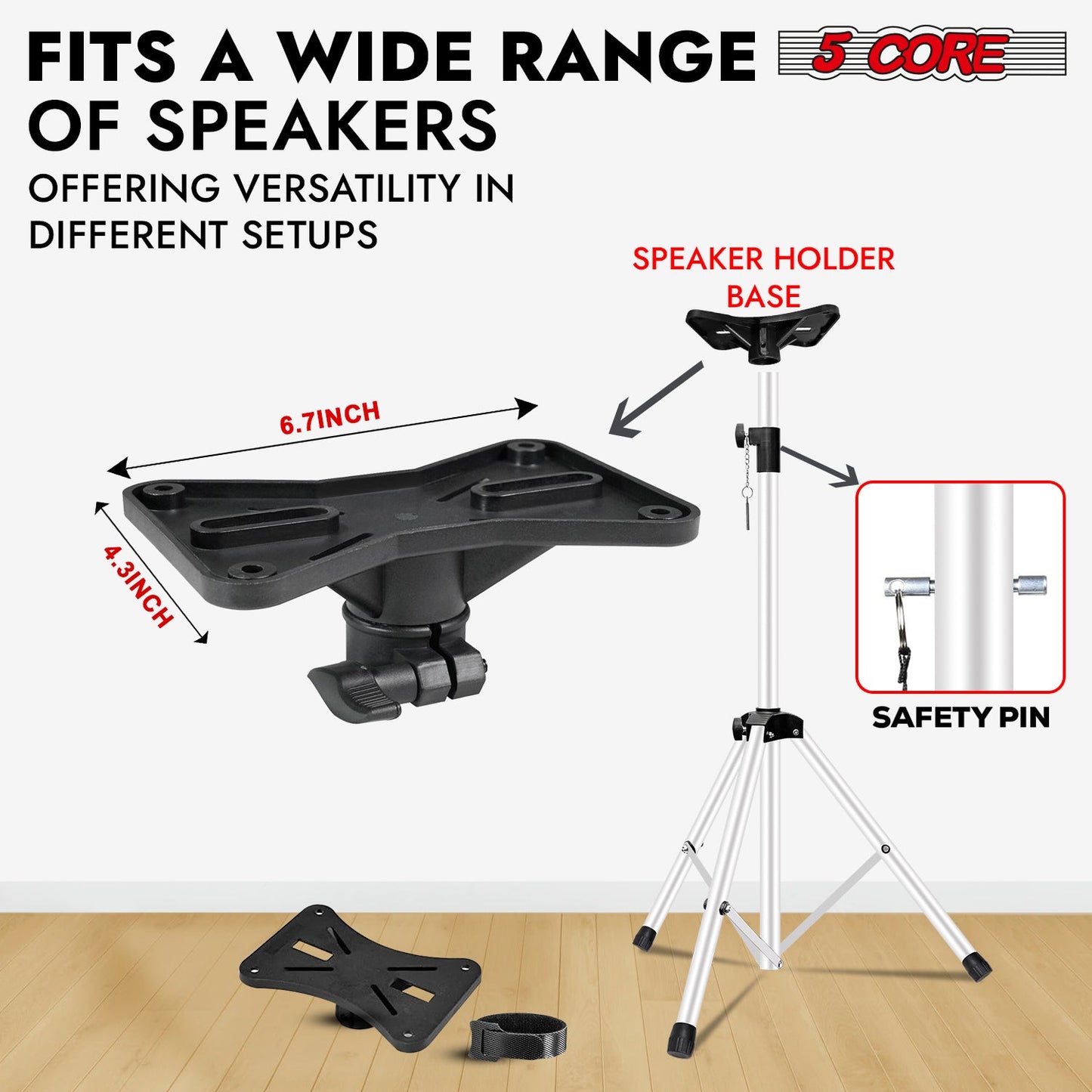 5Core Speaker Stand Tripod 2Pcs Tall Adjustable 72 Inch DJ Studio Monitor Stands Pole Mount-4