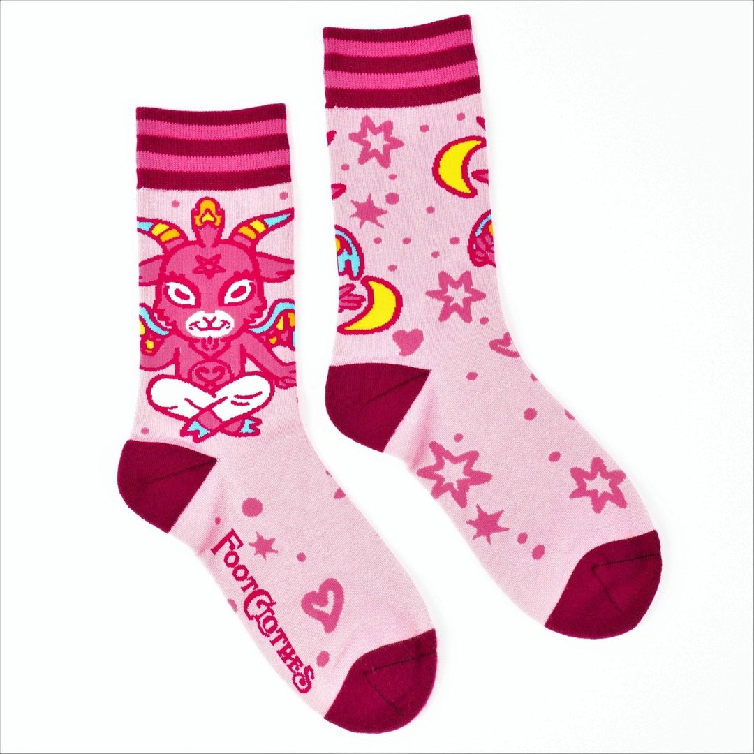 Cute Baphomet Goat Crew Socks-1
