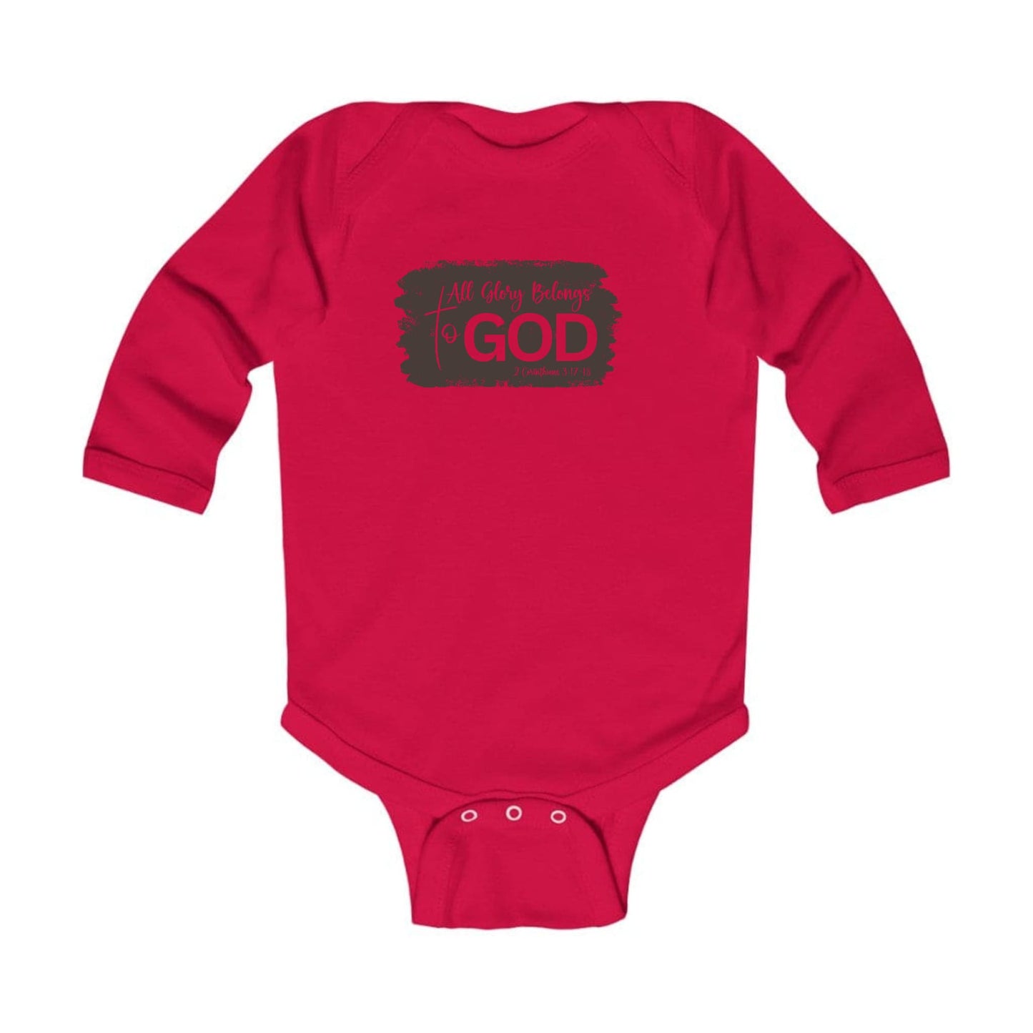Infant Long Sleeve Graphic T-shirt All Glory Belongs to God - Brown-4
