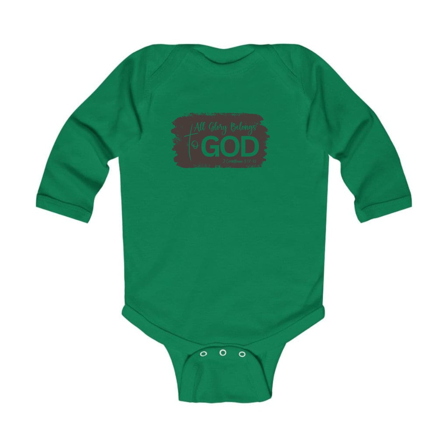 Infant Long Sleeve Graphic T-shirt All Glory Belongs to God - Brown-3