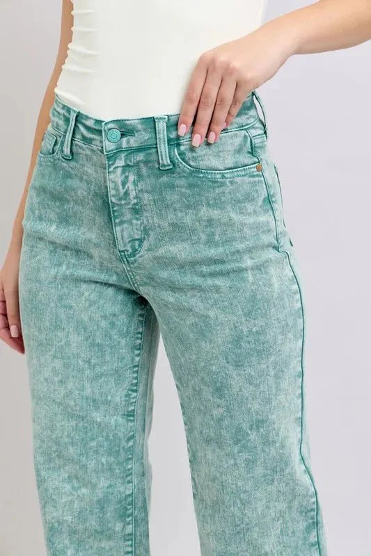 Judy Blue Full Size High Waist Garment Dyed Raw Hem Dad Jean Plus Size-4