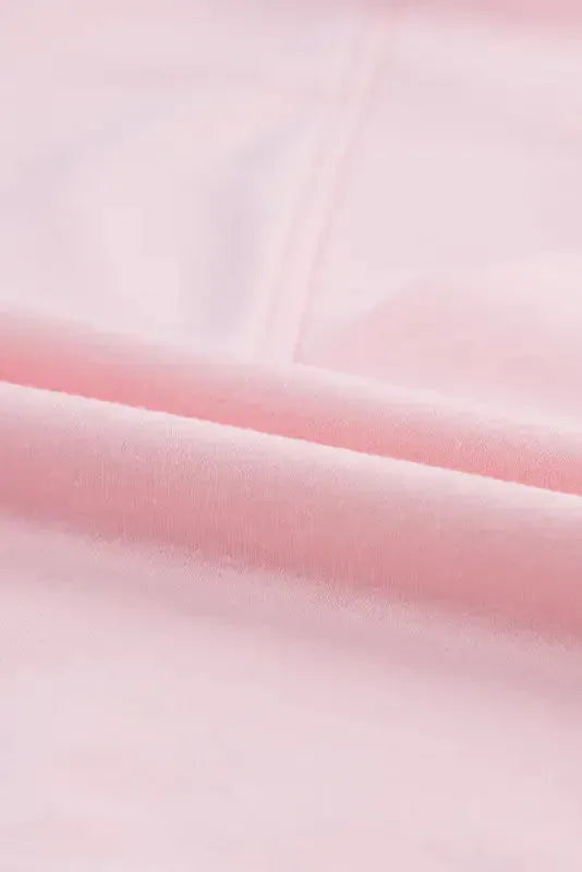 Pink Collared V Neck Puff Sleeve T-shirt-2