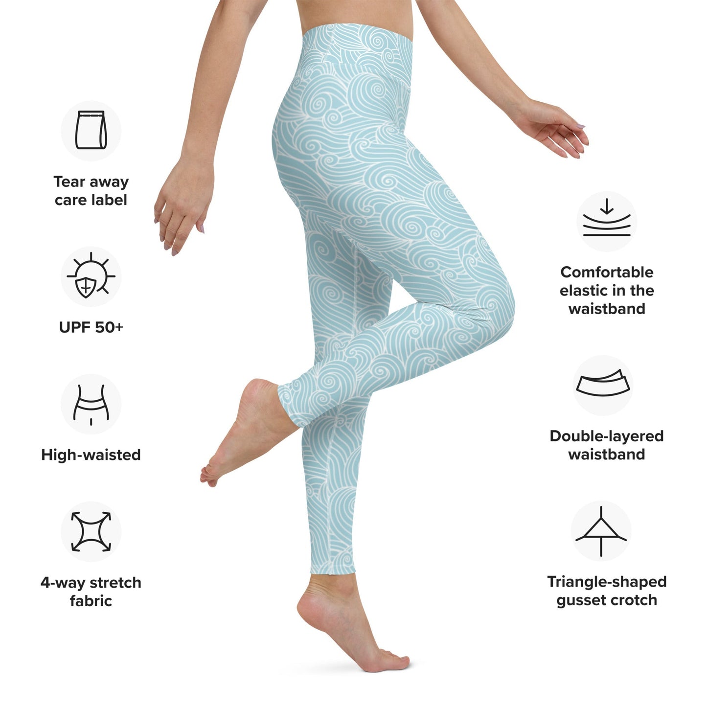 Women's Blue Ocean Swirl Yoga Leggings-1