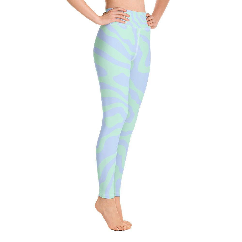 Women's Tropical Print Retro Kelp Yoga Leggings-2