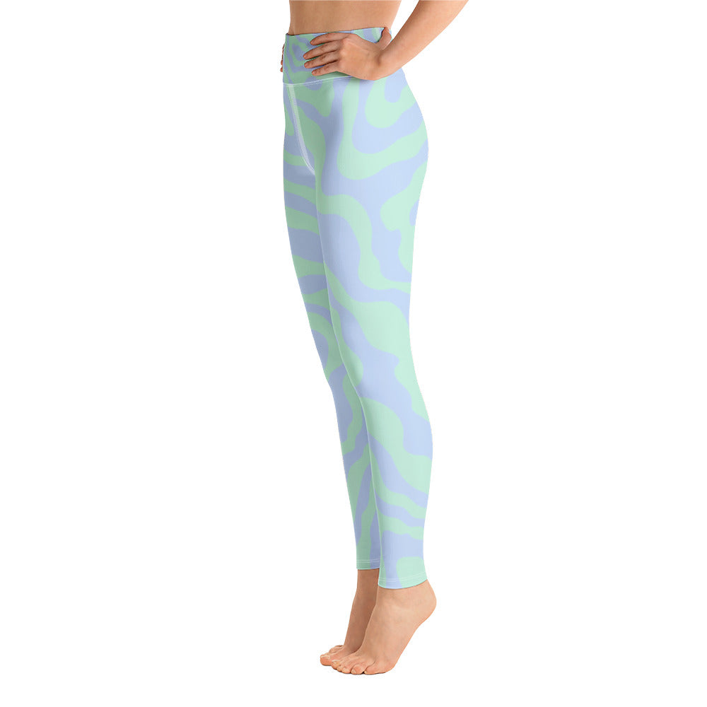 Women's Tropical Print Retro Kelp Yoga Leggings-3