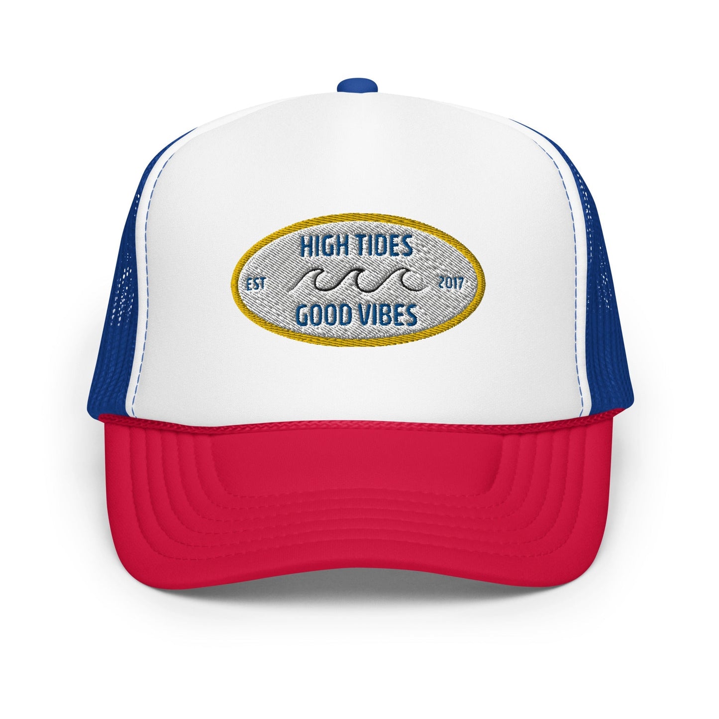 High Tides Good Vibes Foam Trucker Hat-0
