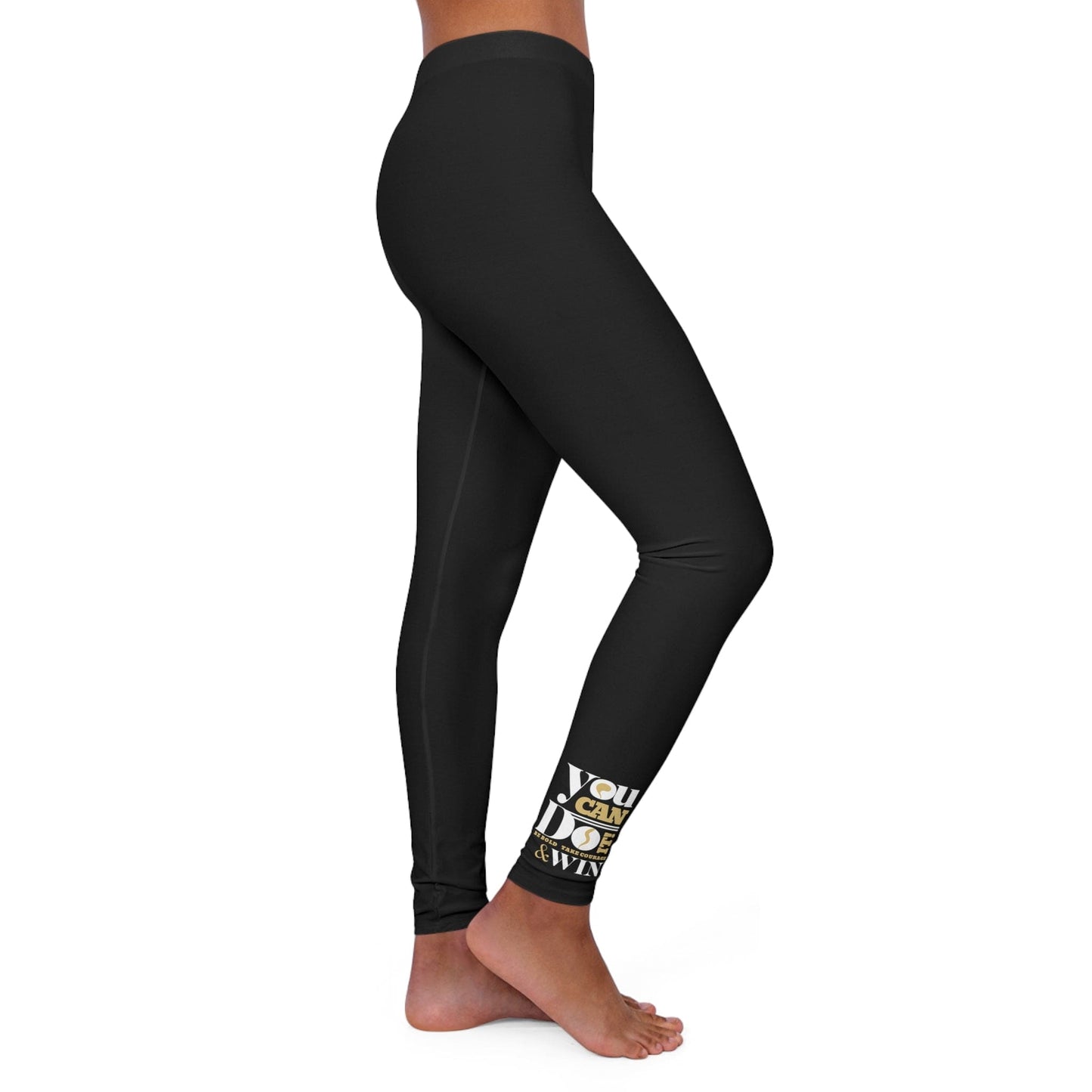 Womens Black Fitness Leggings you can do it - be Bold Take Courage Win Illustration-2