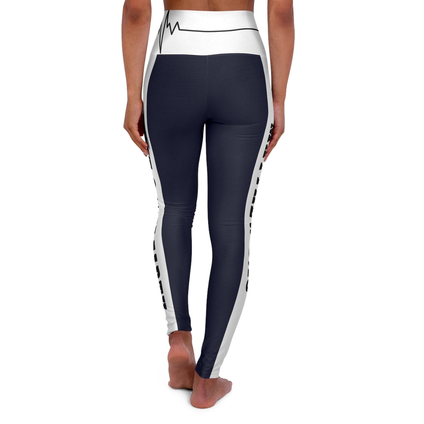 Womens High Waist Fitness Leggings - Navy Blue Salt of the Earth Matthew 5:13 Beating Heart-2