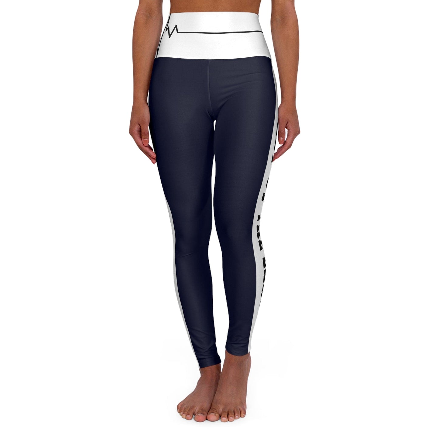 Womens High Waist Fitness Leggings - Navy Blue Salt of the Earth Matthew 5:13 Beating Heart-1