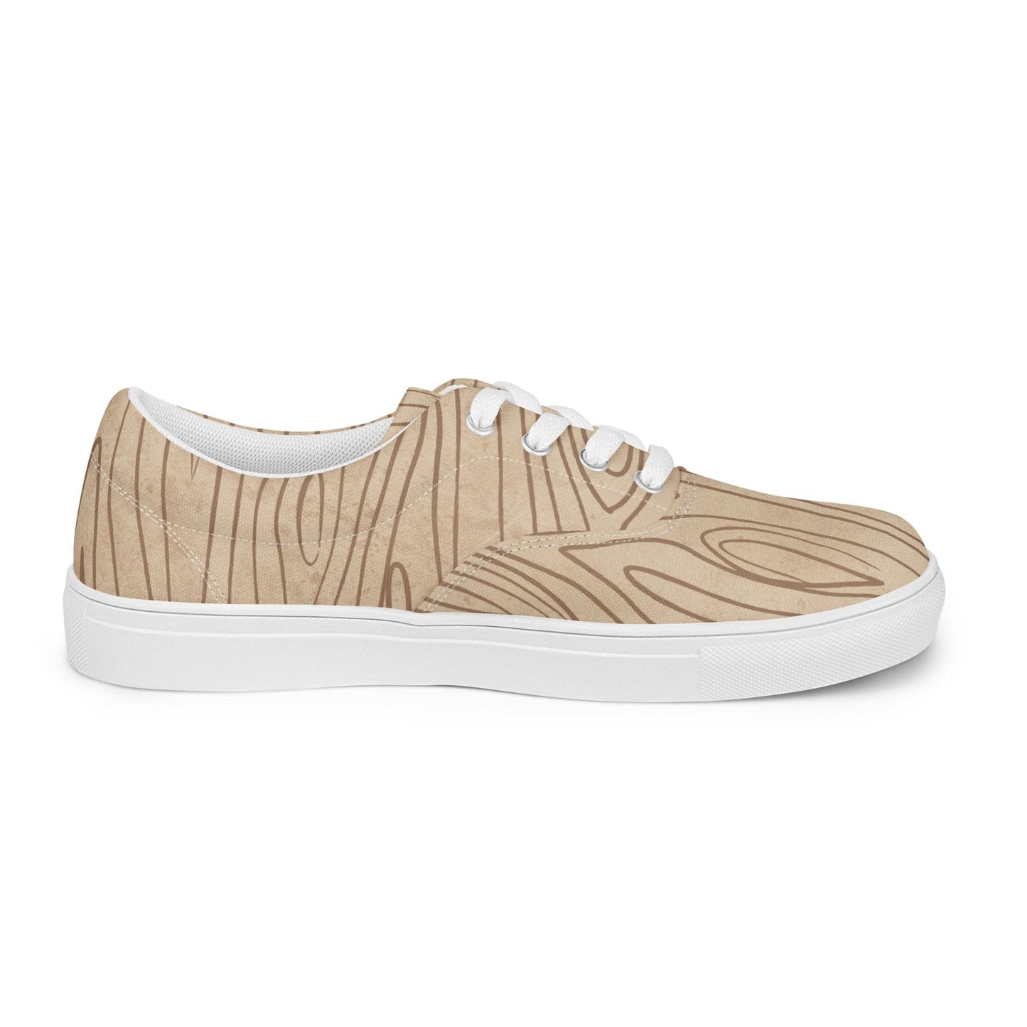 Womens Lace-up Canvas Shoes - Beige Brown Tree Sketch Lines-2
