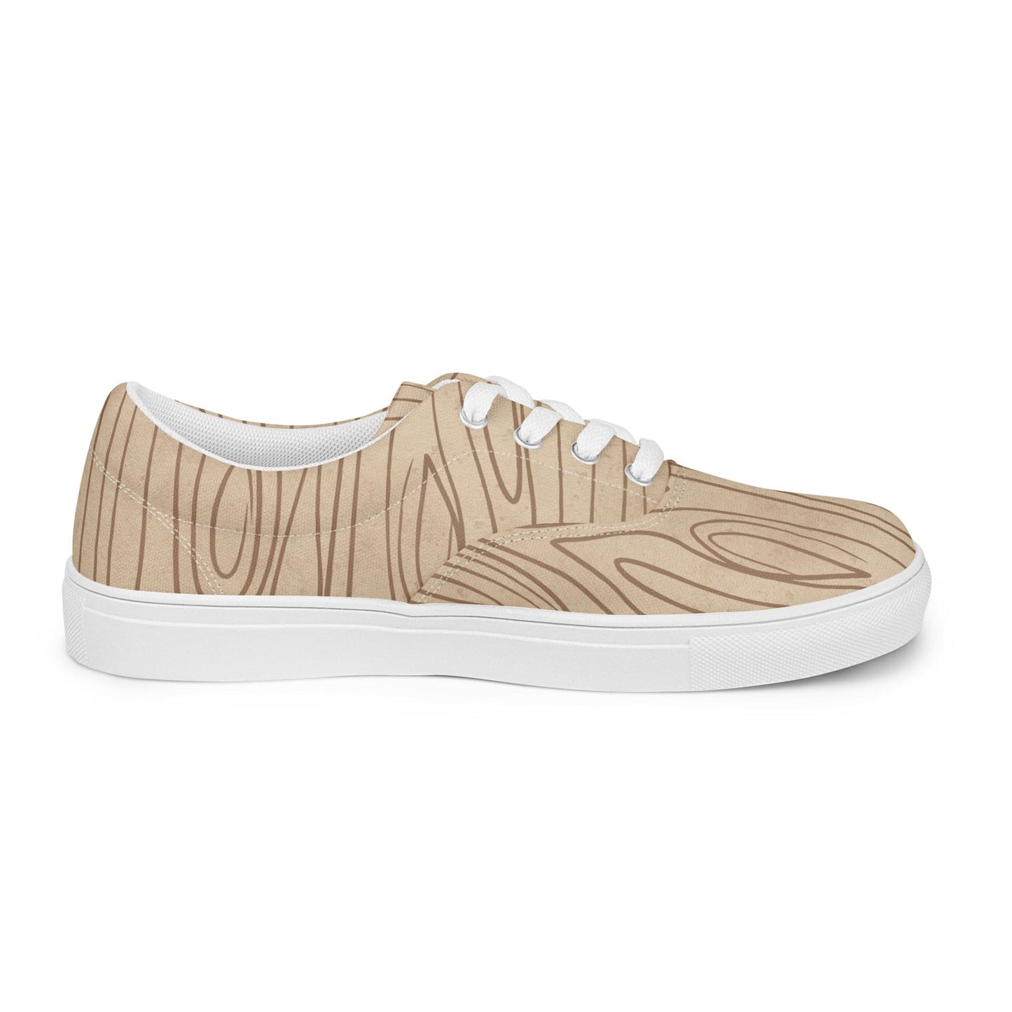 Womens Lace-up Canvas Shoes - Beige Brown Tree Sketch Lines-4