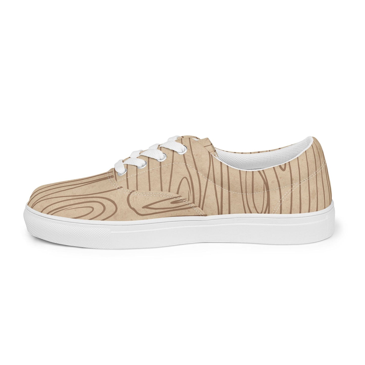 Womens Lace-up Canvas Shoes - Beige Brown Tree Sketch Lines-1