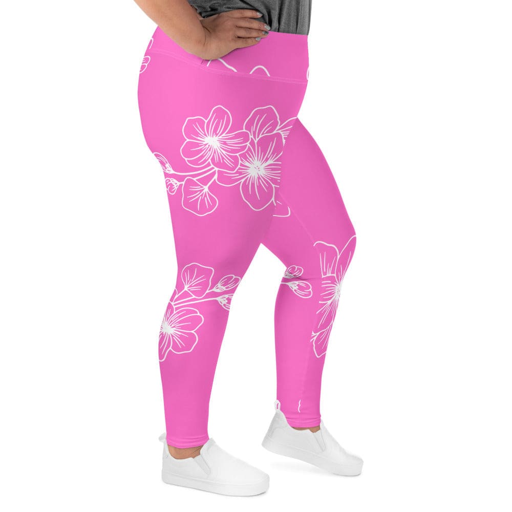 Womens Plus Size Fitness Leggings - Pink Floral 7022623-2