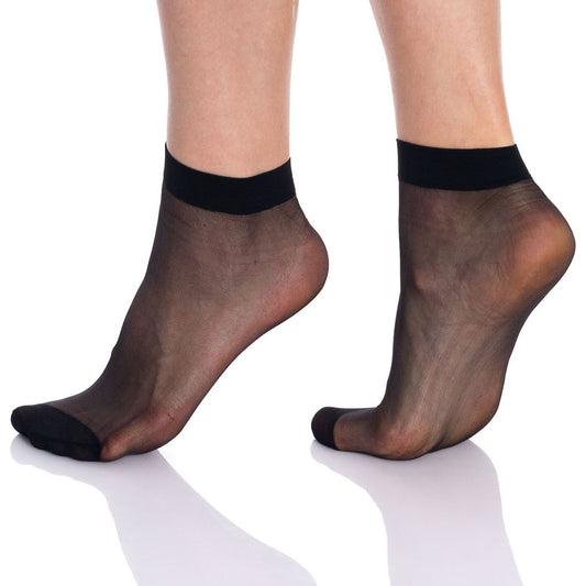 10 Pairs Women's Sheer Ankle High Socks 15 Denier Breathable Mesh One Size-0