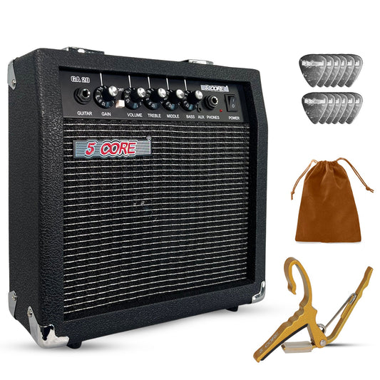 5 Core Guitar Amp 20W Electric Portable Mini Amplifier w Built in 6.5" Speaker Aux Headphone Jack-0