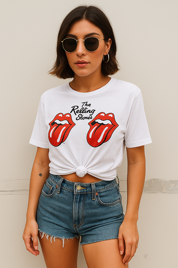 Rolling Stones Double Tongue Crop Tee-1