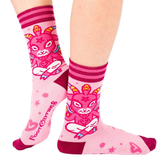 Cute Baphomet Goat Crew Socks-0