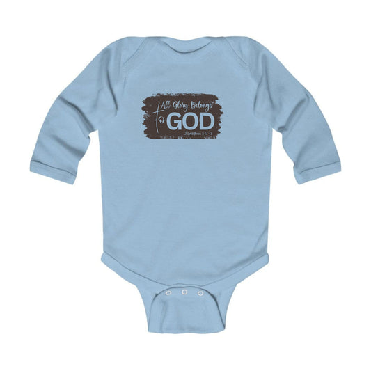 Infant Long Sleeve Graphic T-shirt All Glory Belongs to God - Brown-0