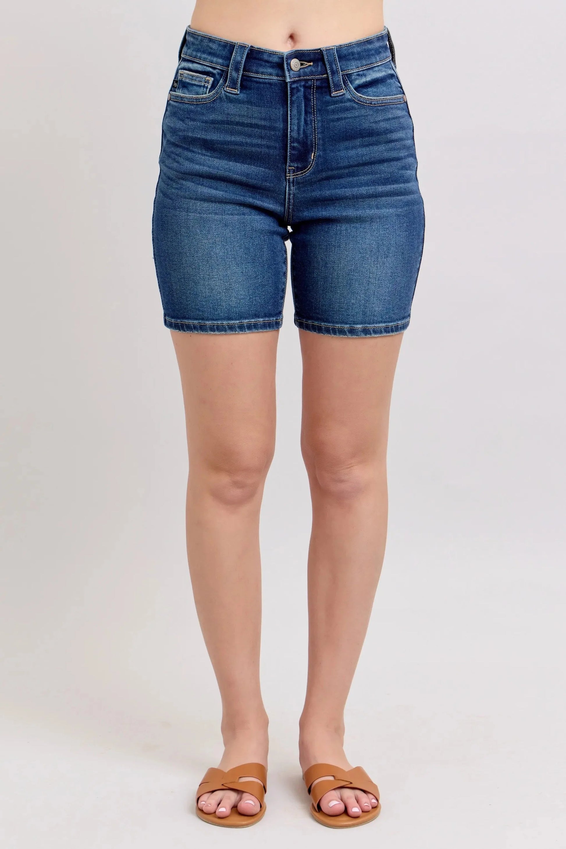 Judy Blue Full Size High Waist Bermudas Jeans W/ Back Flap Pockets Plus Size-0