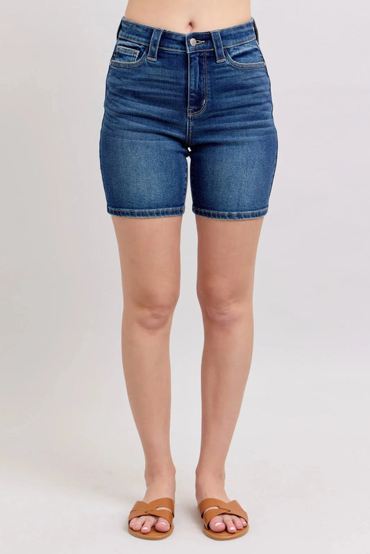 Judy Blue Full Size High Waist Bermudas Jeans W/ Back Flap Pockets Plus Size-0