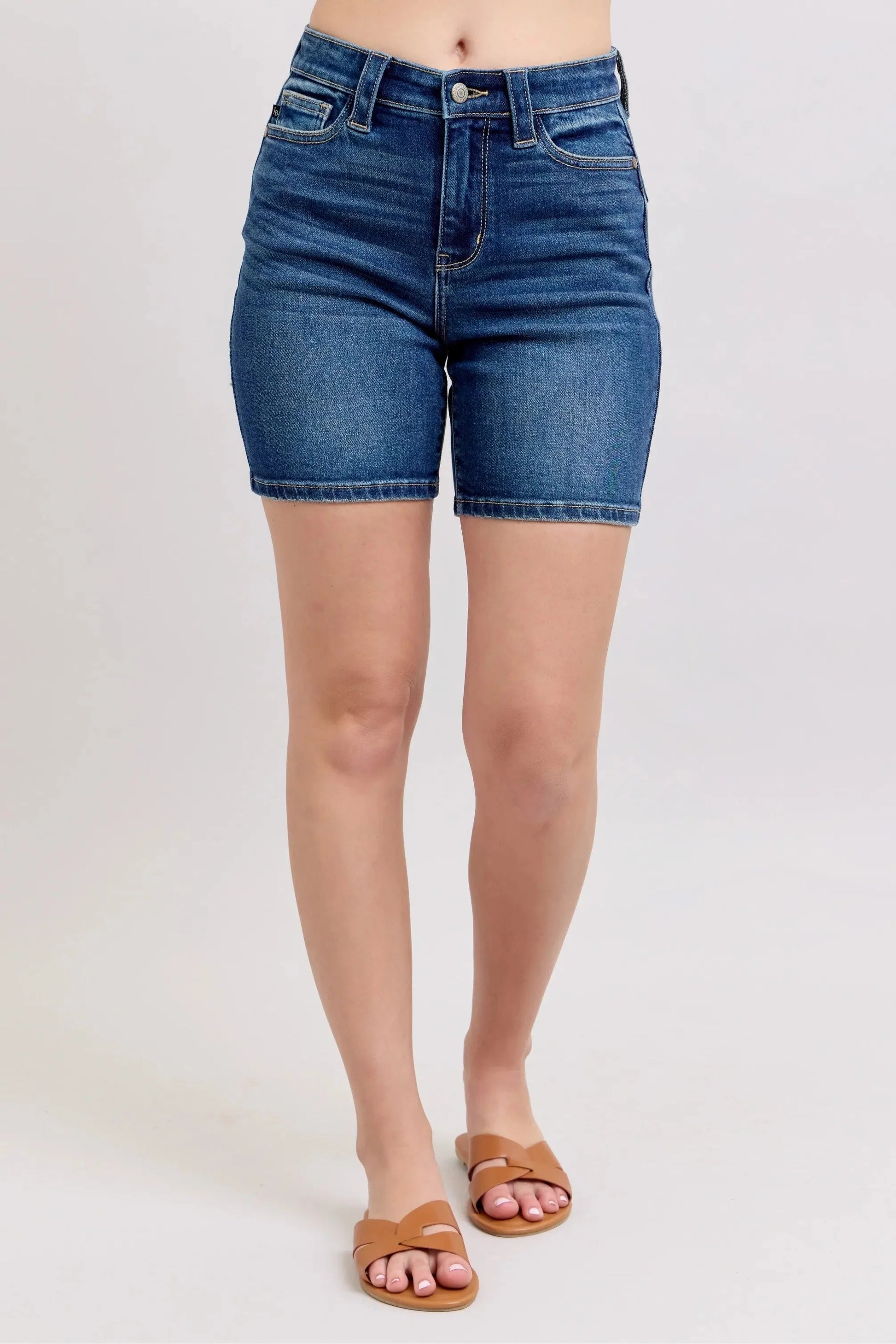 Judy Blue Full Size High Waist Bermudas Jeans W/ Back Flap Pockets Plus Size-1
