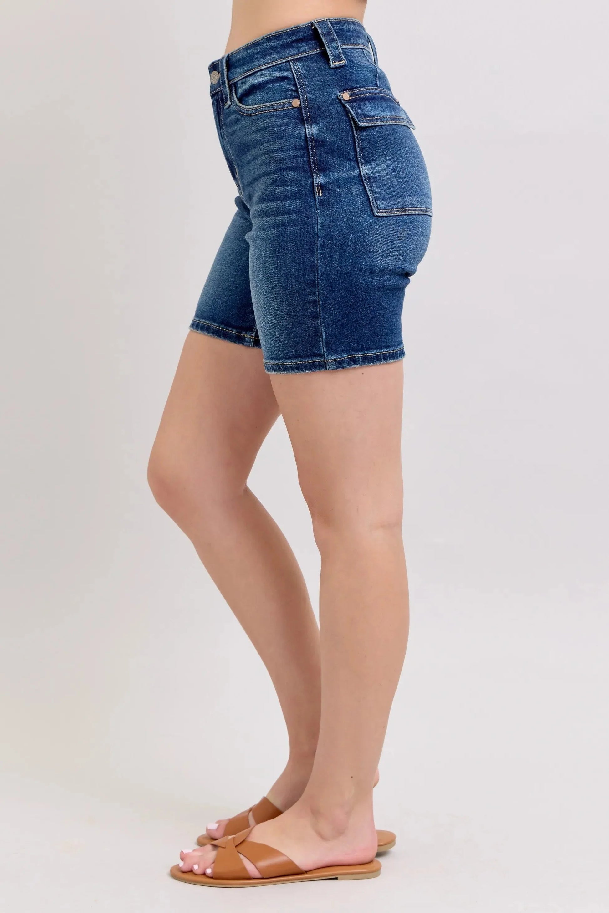 Judy Blue Full Size High Waist Bermudas Jeans W/ Back Flap Pockets Plus Size-3