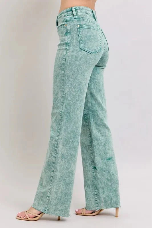 Judy Blue Full Size High Waist Garment Dyed Raw Hem Dad Jean Plus Size-1