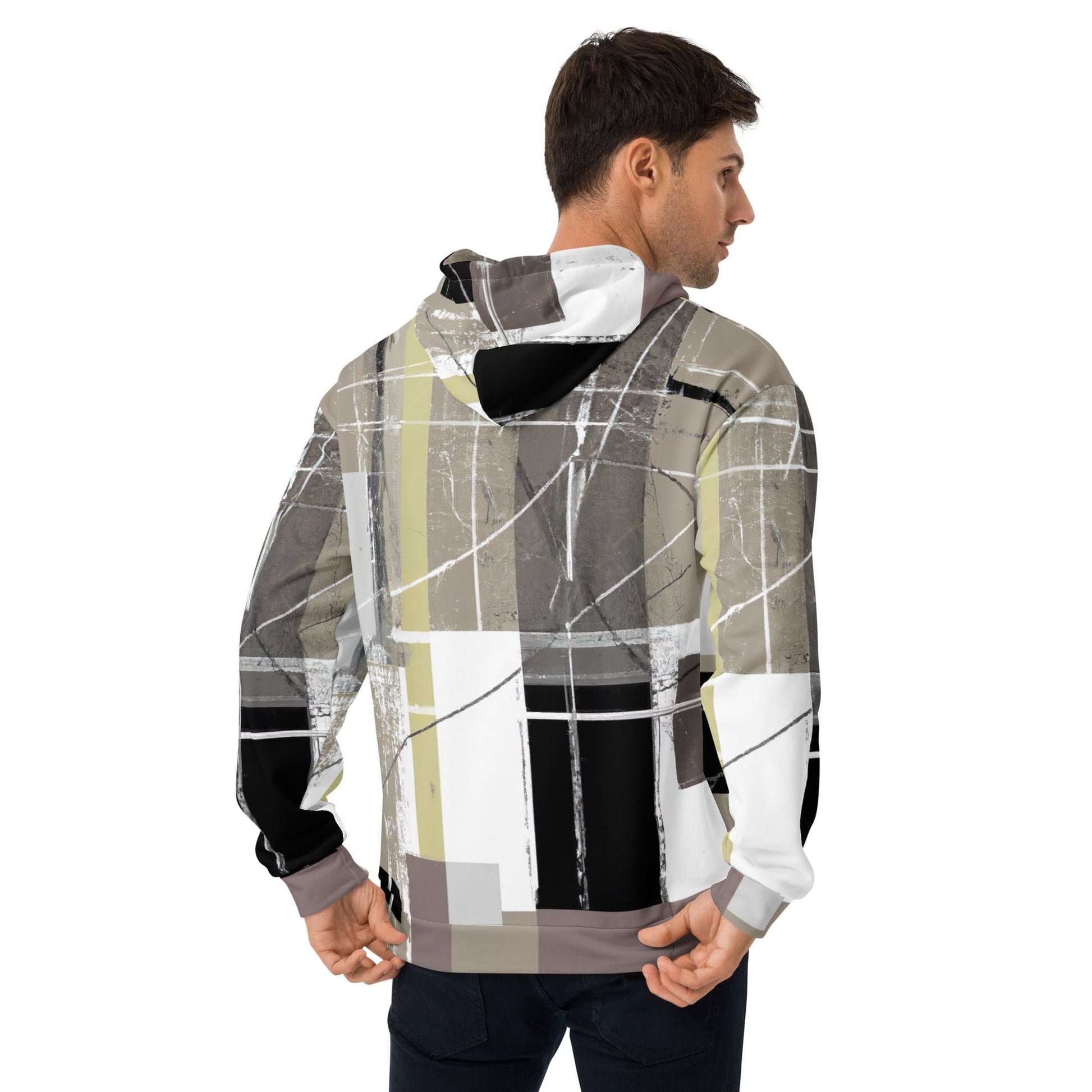 Mens Graphic Hoodie Abstract Brown Geometric Shapes-1
