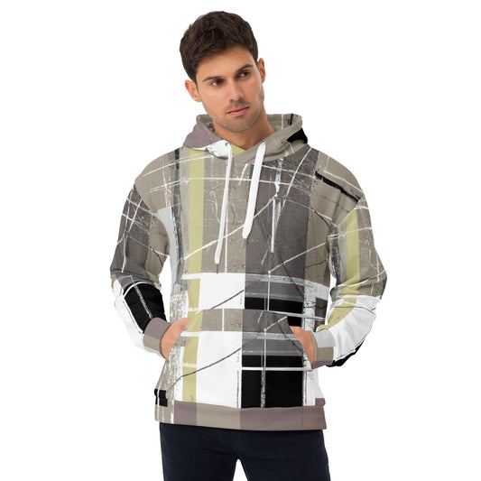 Mens Graphic Hoodie Abstract Brown Geometric Shapes-0