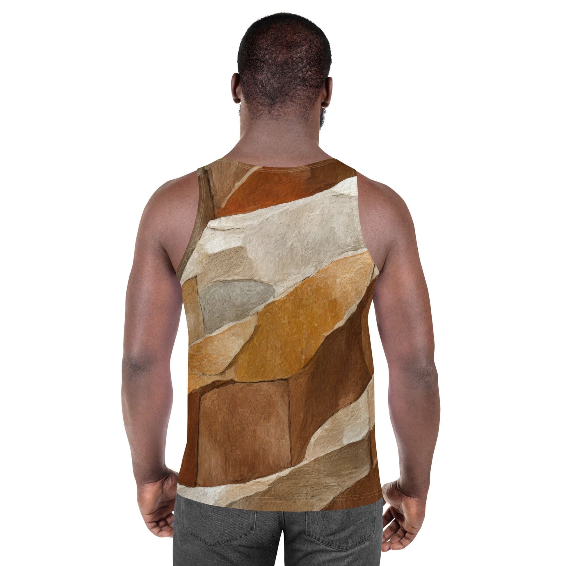 Mens Stretch Fit Tank Top - Abstract Stone Print-3