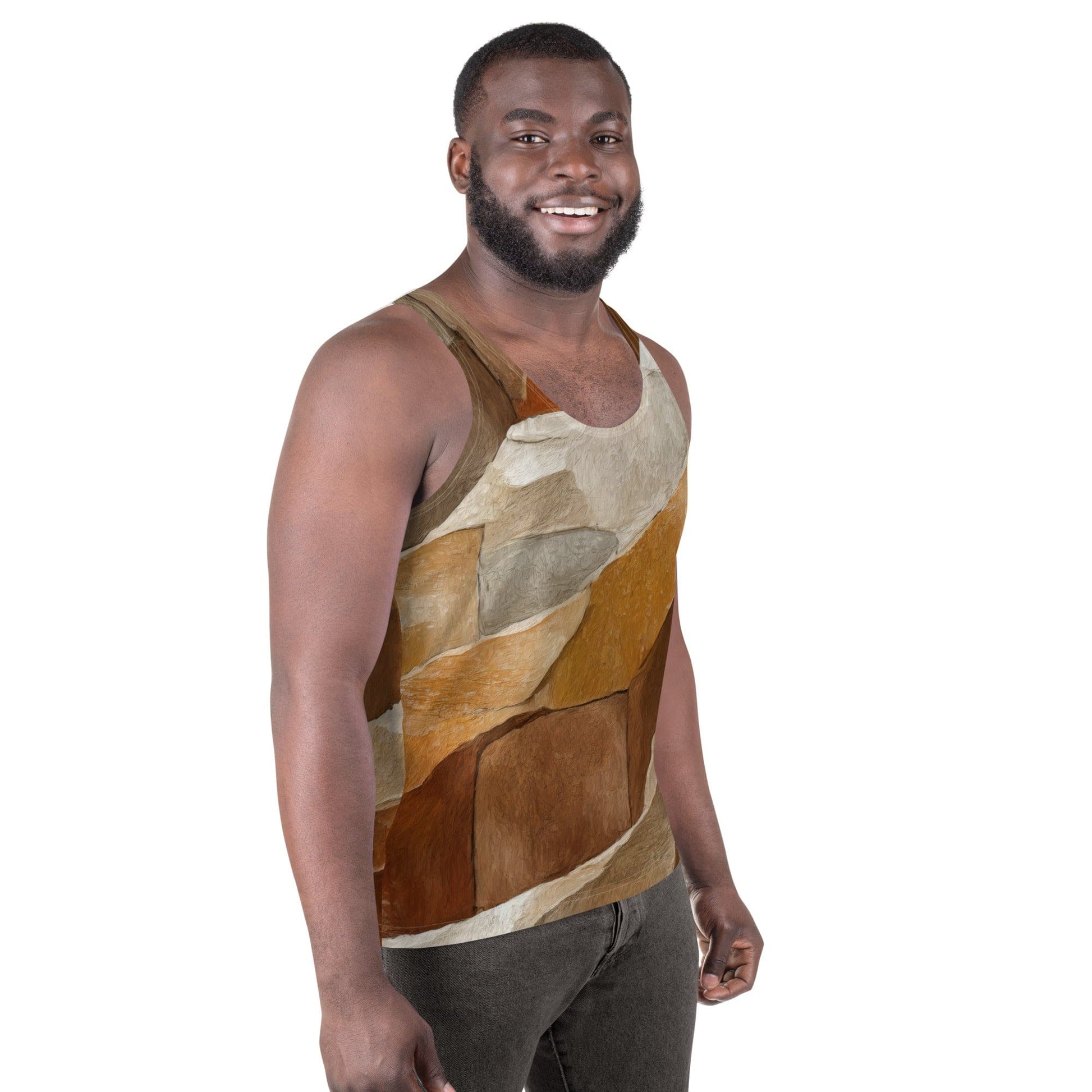 Mens Stretch Fit Tank Top - Abstract Stone Print-2
