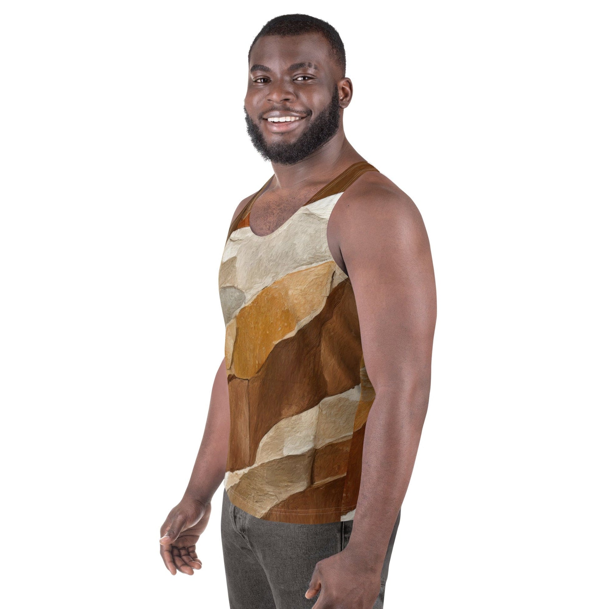 Mens Stretch Fit Tank Top - Abstract Stone Print-1