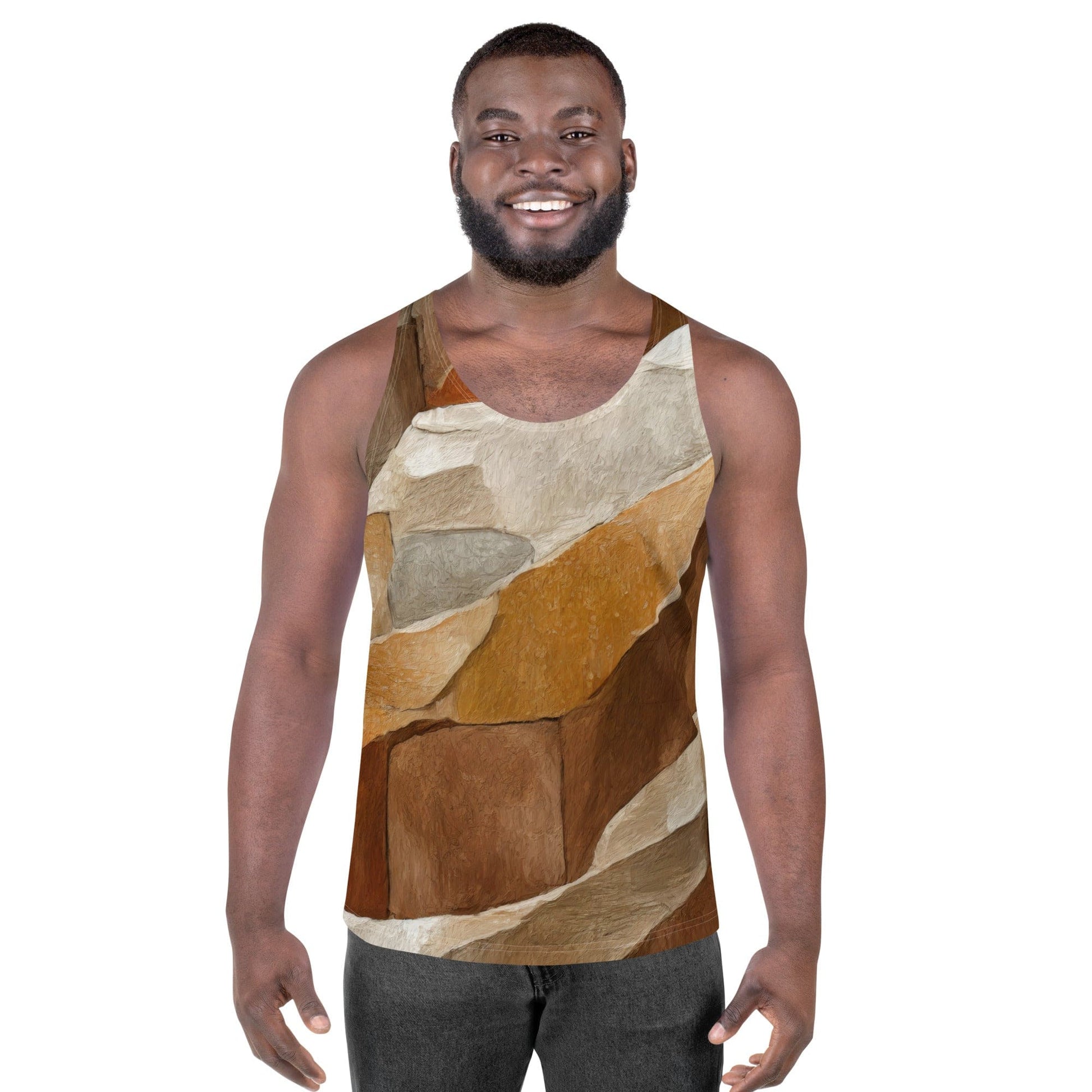 Mens Stretch Fit Tank Top - Abstract Stone Print-0