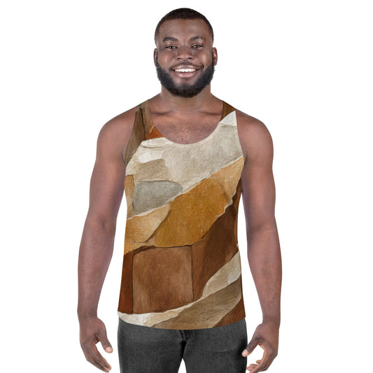 Mens Stretch Fit Tank Top - Abstract Stone Print-0