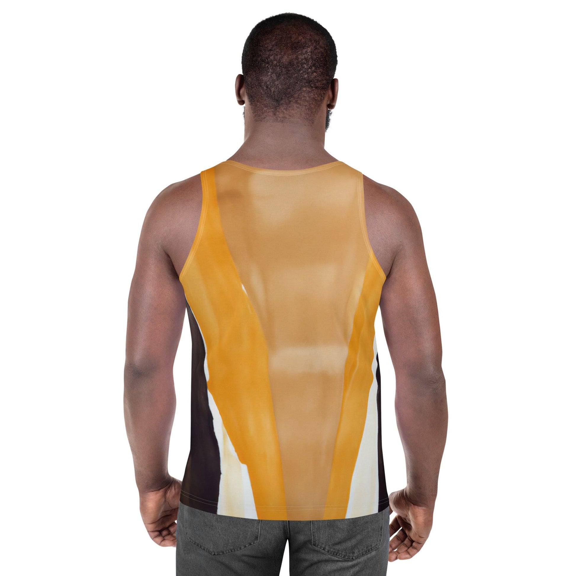 Mens Stretch Fit Tank Top - Yellow Brown Abstract Pattern-3