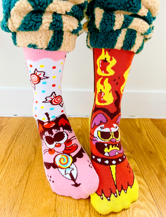 ADULT PURRTY SWEET & FELINE SPICY SOCKS-0
