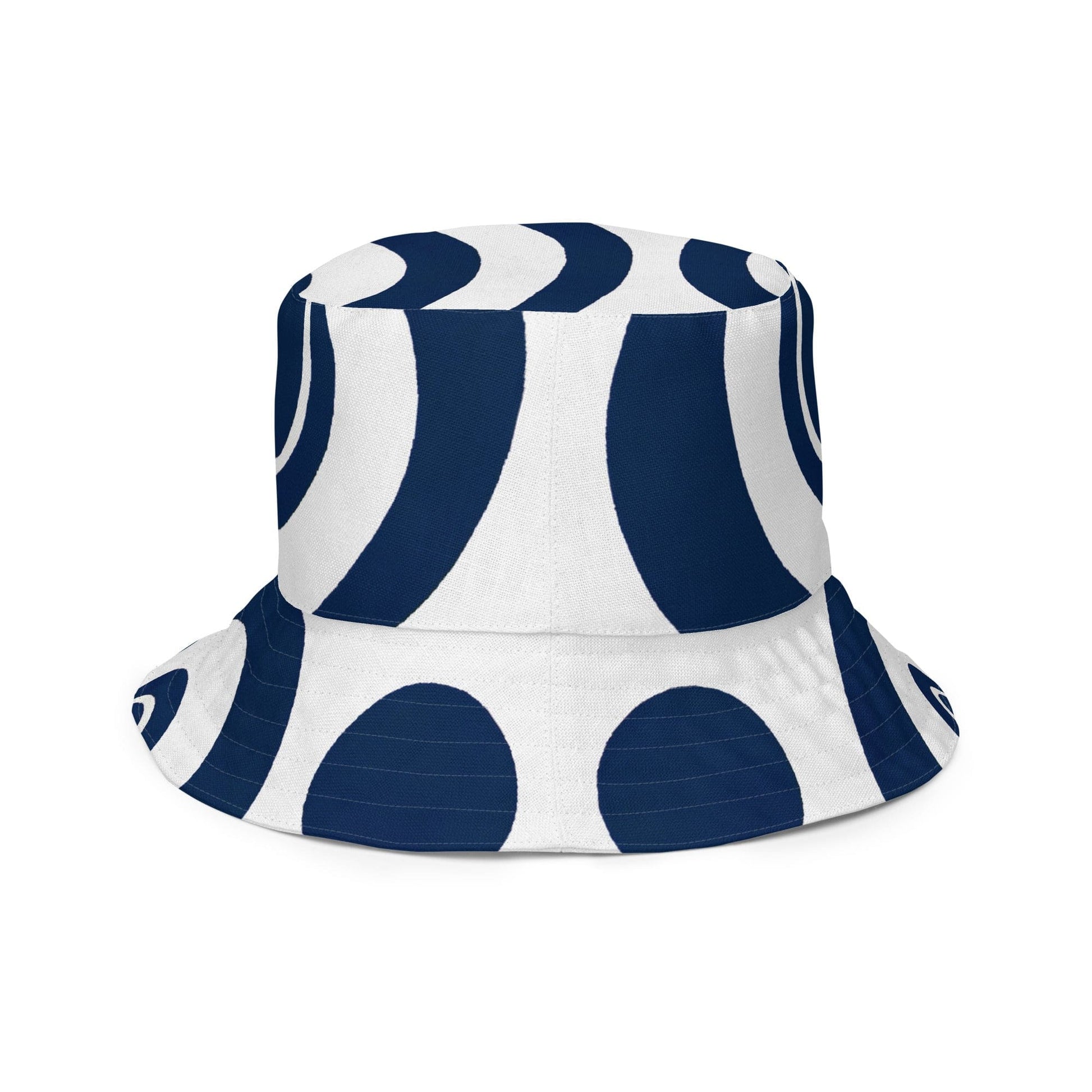 Reversible Bucket Hat Navy Blue and White Circular Pattern-2