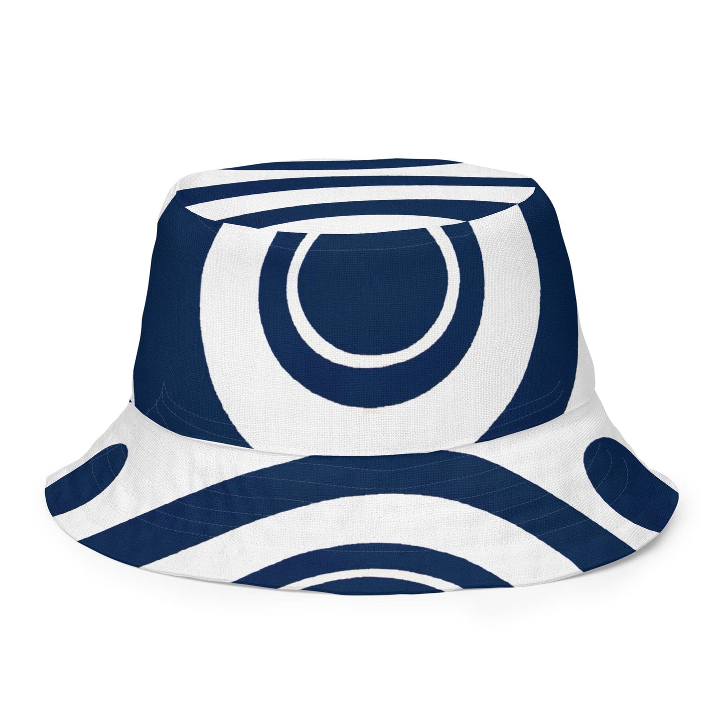 Reversible Bucket Hat Navy Blue and White Circular Pattern-3