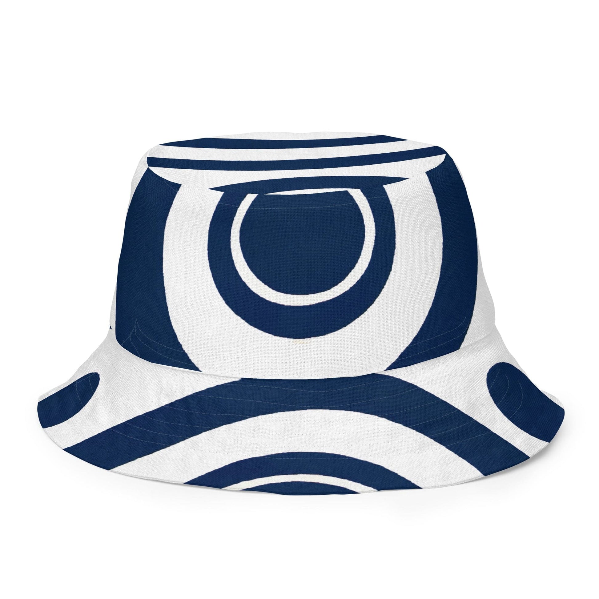 Reversible Bucket Hat Navy Blue and White Circular Pattern-0