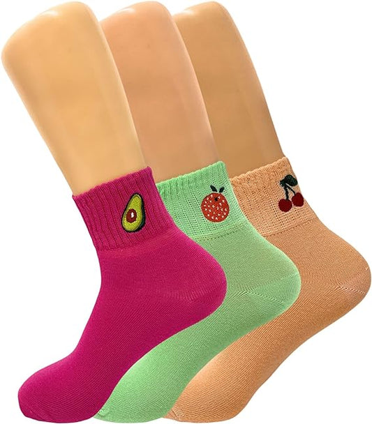 Women's Cotton Mini Half Crew Socks, Thin and Breathable, 3 Pairs, Size 5-9-0