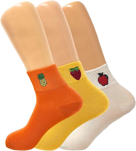 Women's Cotton Mini Half Crew Socks, Thin and Breathable, 3 Pairs, Size 5-9-1