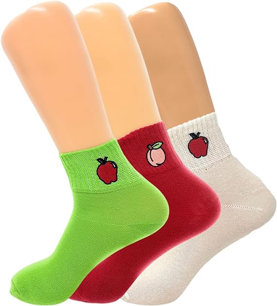 Women's Cotton Mini Half Crew Socks, Thin and Breathable, 3 Pairs, Size 5-9-2
