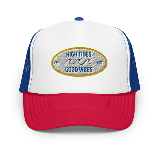 High Tides Good Vibes Foam Trucker Hat-0