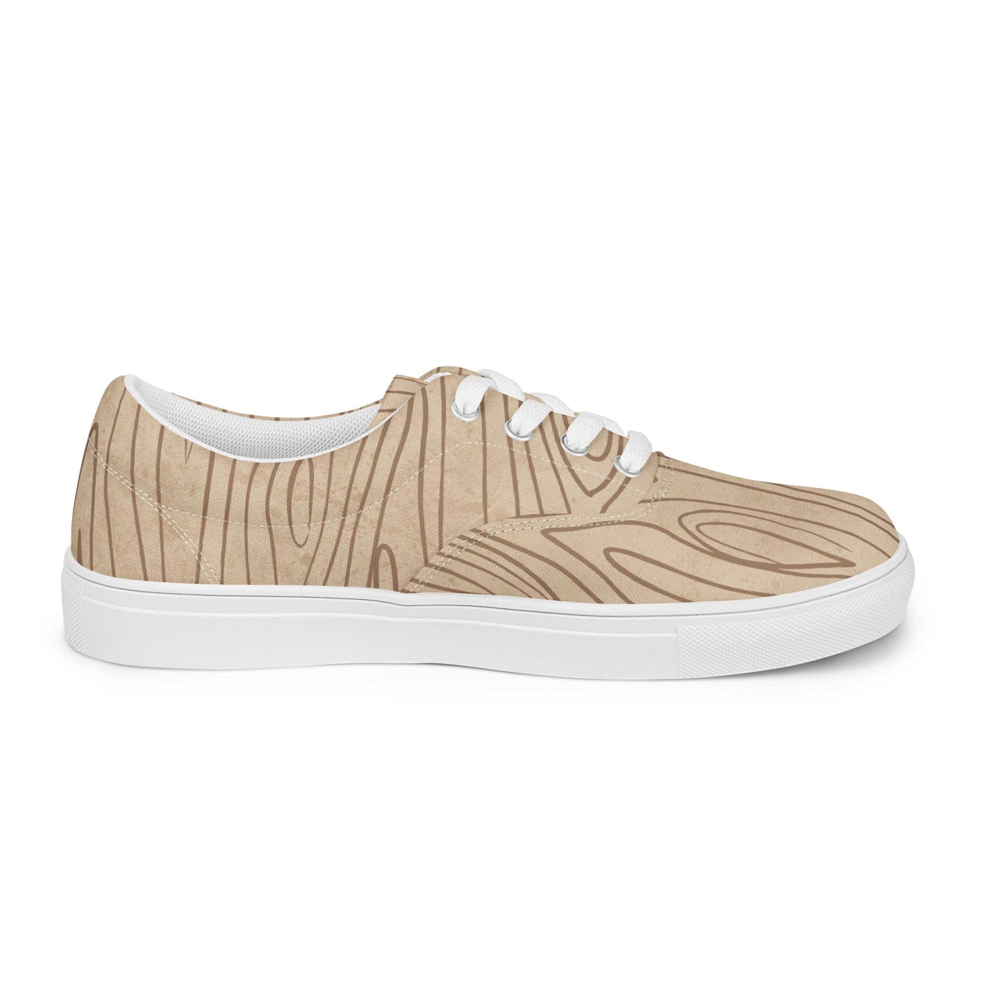 Womens Lace-up Canvas Shoes - Beige Brown Tree Sketch Lines-2